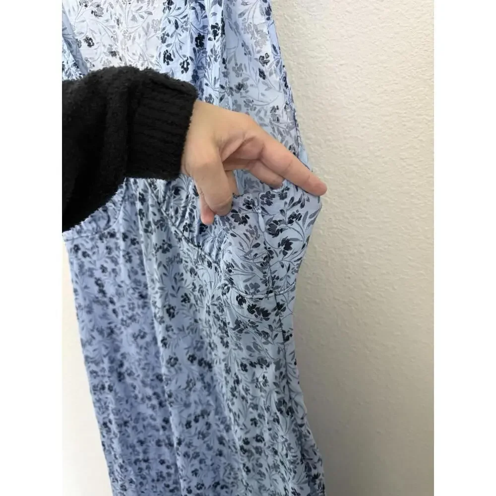 Madewell Light Blue Floral V-Neck Maxi Dress